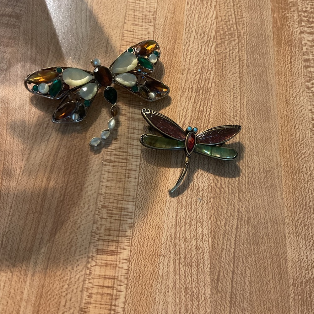 2 Vintage Dragon Fly Brooches Monet and LC